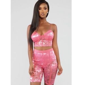 Hot Pink Lacey Biker Short Set